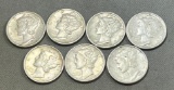 7- Mercury Dimes, SELLS TIME THE MONEY, 1936, 1937, (2) 1939, 1942, 1943 & 1944