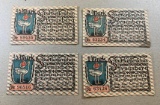 4 Piece Set of Notgeld German Emergency Issue banknotes, SELLS TIME THE MONEY