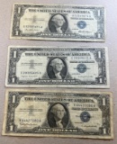 3- 1957 Silver Certificates, 1957, 1957A, 1957B, SELLS TIME THE MONEY