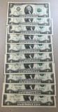 10- 2013 $2.00 Federal Reserve Notes, UNC, Sequential Serial Numbers