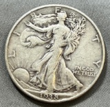 1938 US Walking Liberty Half Dollar, 90% Silver