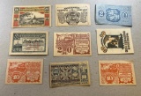 9 Pieces of Notgeld German Emergency Issue banknotes, SELLS TIMES THE MONEY