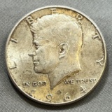 1964 Kennedy Half Dollar, 90% Silver