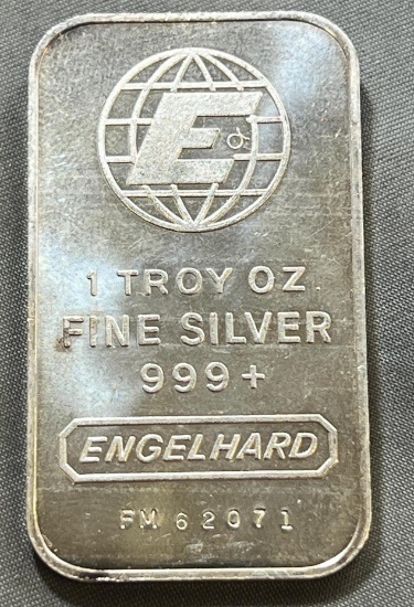 Englehard .999 One Troy Ounce Silver Bar, SIGMA TESTED