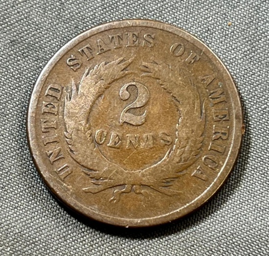 1864 US 2 Cent Piece, Civil War Coin