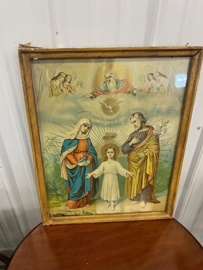 Religious Print in frame 17" x 22"