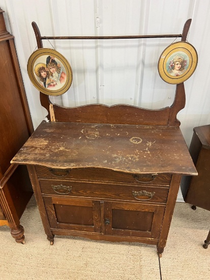 Dry Sink dovetailed, casters needs restored 29" tall x 33" wide