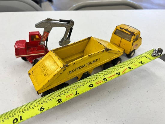 Tonka Bottom Dump + Lesney Excavator w/ wheel damage