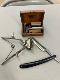Shaving lot w/ clippers, Gem Razor Kit, German straight razor