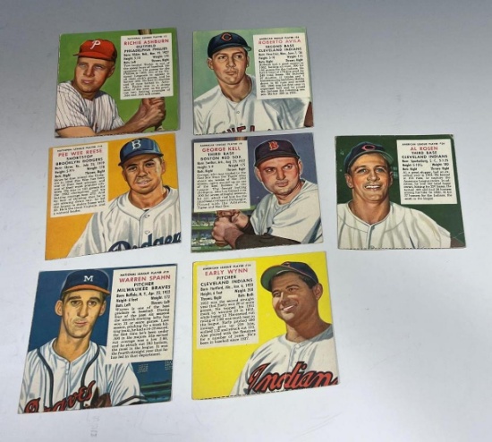 1953 Redman lot of 7 w/ Pee Wee Reese, Warren Spahn, Early Wynn, Al Rosen and more