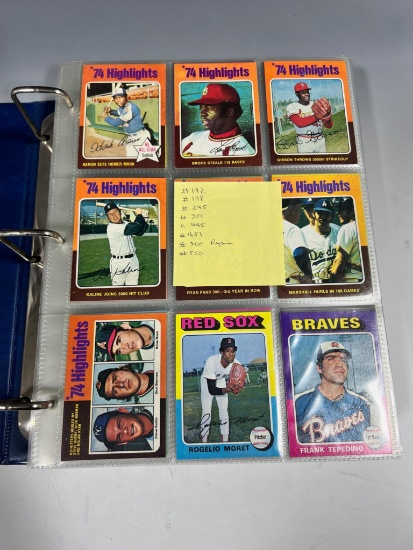 1975 Topps set missing 8 cards, MISSING 192, 198, 245, 380, 445, 451, 500 (Ryan) and 550