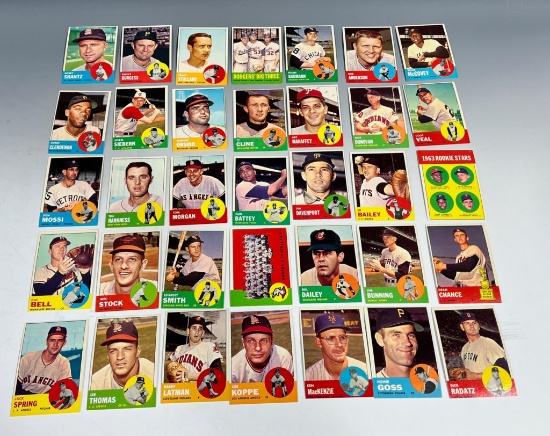 1963 Topps Baseball lot of 35 cards , see all pics for cards included, set starter lot