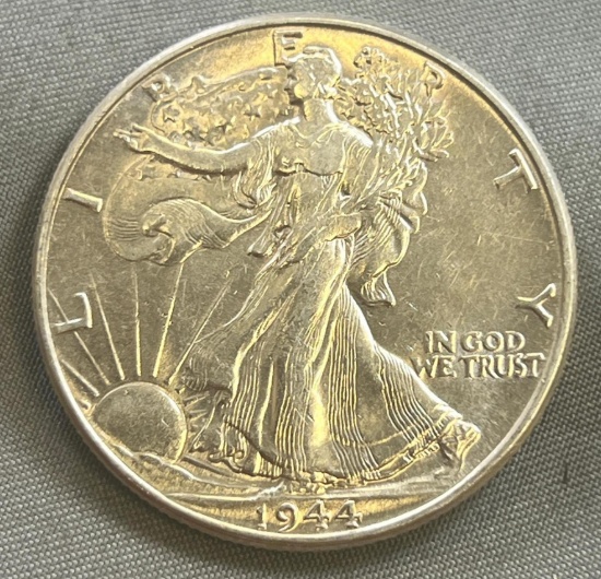 1944 US Walking Liberty Half Dollar, 90% Silver