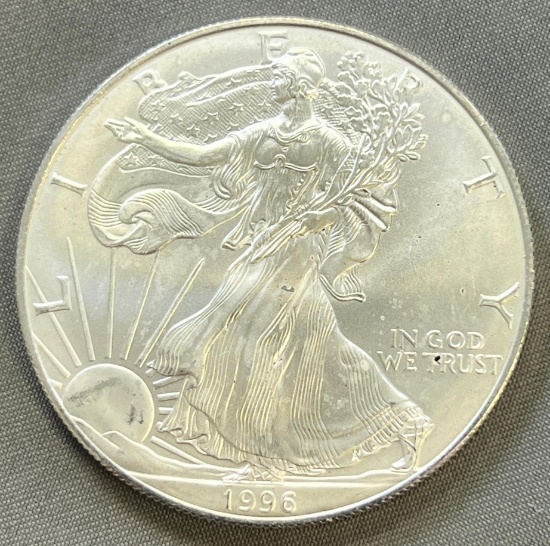 KEY DATE 1996 US Silver Eagle Dollar Coin, .999 Silver