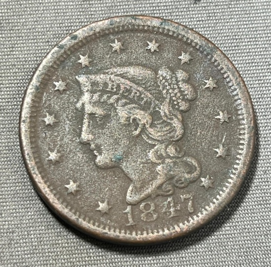 1847 Liberty Head One Cent, FULL LIBERTY