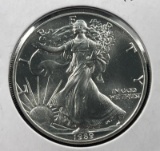 1989 US Silver Eagle Dollar Coin, .999 Fine Silver
