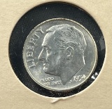 1954 ROOSEVELT DIME, UNC, 90% SILVER