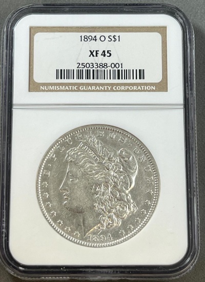 1894-O Morgan Silver Dollar in XF45 NGC Holder