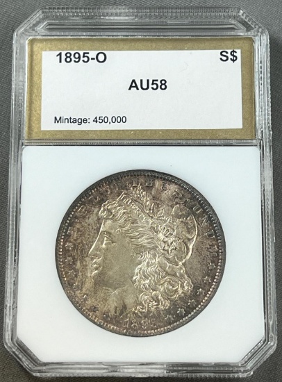 1895-O Morgan Silver Dollar in PCI AU58 Holder