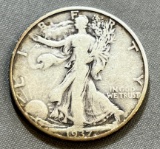 1937-D US Walking Liberty Half Dollar, 90% silver