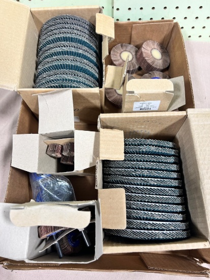 UNUSED Flapper polishing and sanding wheels, some for grinder, some on mandrels