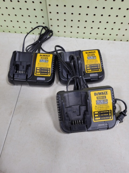 3- Unused 20 volt Dewalt Chargers