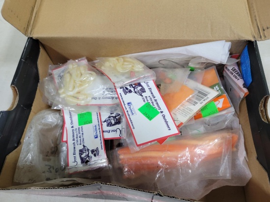 Shoebox of asst fishing worms