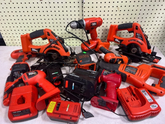 HUGE mix of Black and Decker tools, batteries, chargers and more