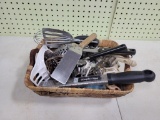 Basket of asst kitchen utensils