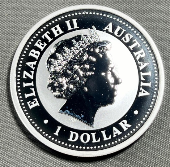 2001 Australian $1 Silver Kookabura .999 Silver, 1 ounce