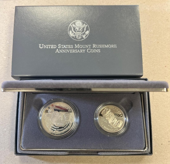 United States Mount Rushmore Anniversary Coin set, includes 90% dollar coin