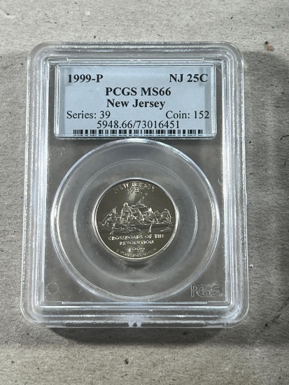 1999-P Washington New Jersey Quarter in PCGS MS66 Holder