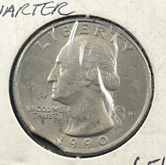 1990 Quarter on Clipped Planchet