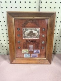 Mercury Dime set in frame w/ stamps