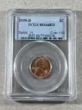 1959-D Lincoln Cent in PCGS MS66RD holder