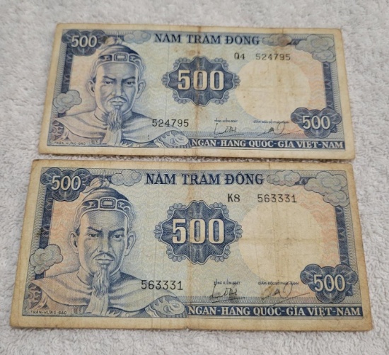 2- 1971 S. Vietnam 500 Dong Banknotes, sells times the money