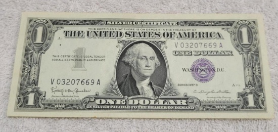 1957B One Dollar Silver Certificate, UNC