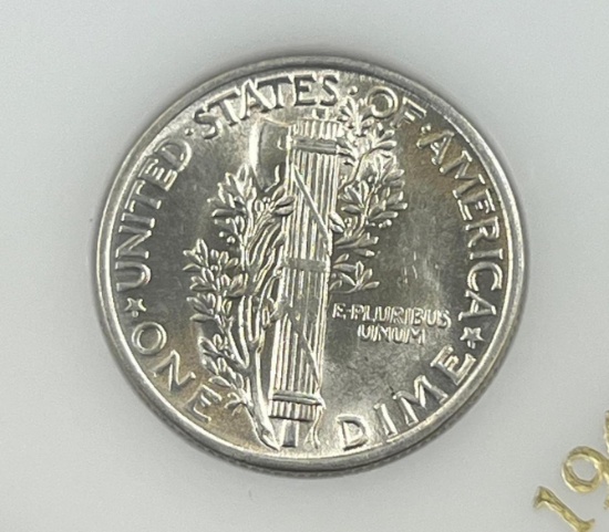1945 Mercury Dime, UNC, 90% silver