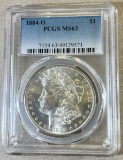1884-O Morgan Silver Dollar, grade MS63 in PCGS holder