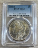 1884-O Morgan Silver Dollar, grade MS64 in PCGS holder