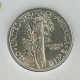 1945-D Mercury Dime, UNC, 90% silver