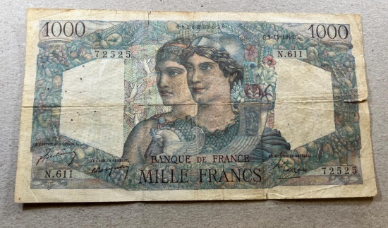 1948 France Republic Banque de France 1000 Francs