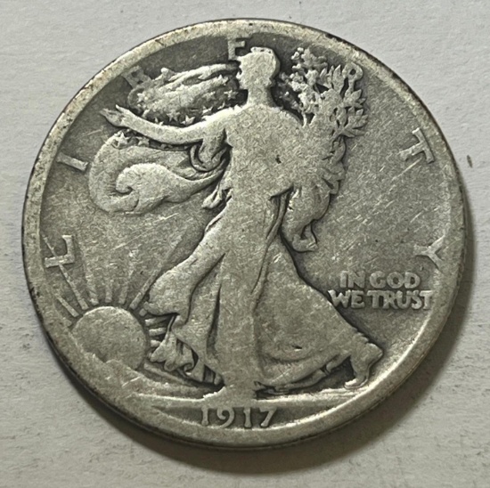1917 US Walking Liberty Half Dollar, 90% Silver