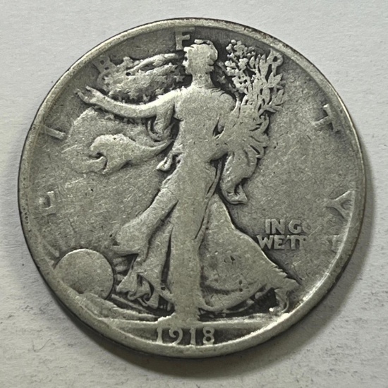 1918-S US Walking Liberty Half Dollar, 90% Silve