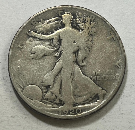1920 US Walking Liberty Half Dollar, 90% Silver