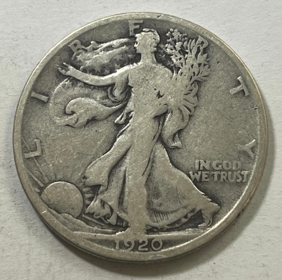 1920-D US Walking Liberty Half Dollar, 90% Silve