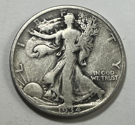 1934-D US Walking Liberty Half Dollar, 90% Silver