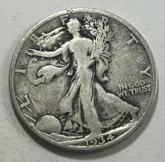 1934-S US Walking Liberty Half Dollar, 90% Silver