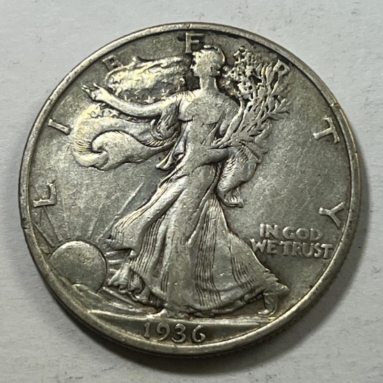 1936 US Walking Liberty Half Dollar, 90% Silver