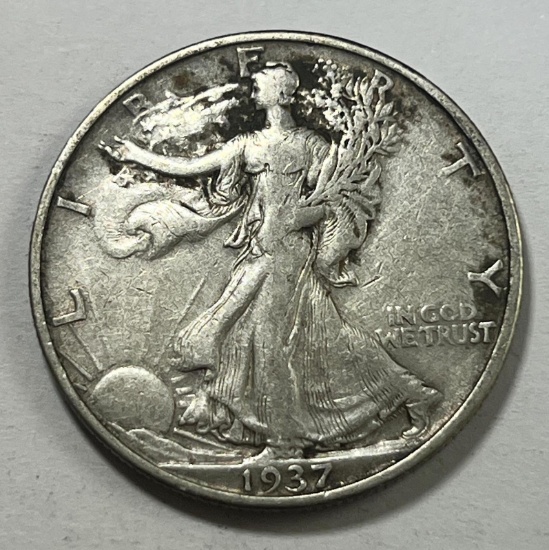 1937-S US Walking Liberty Half Dollar, 90% Silver